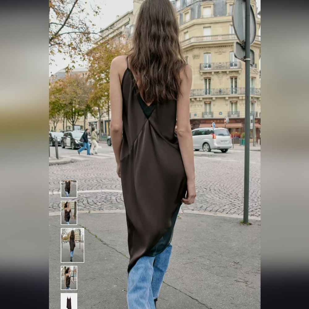 Zara Brown Asymmetrical Dress - Picture 4 of 10